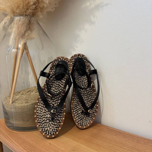 Coach Gracey Leather Thong Sandal – Black – Size 8.5 - Picture 10 of 11